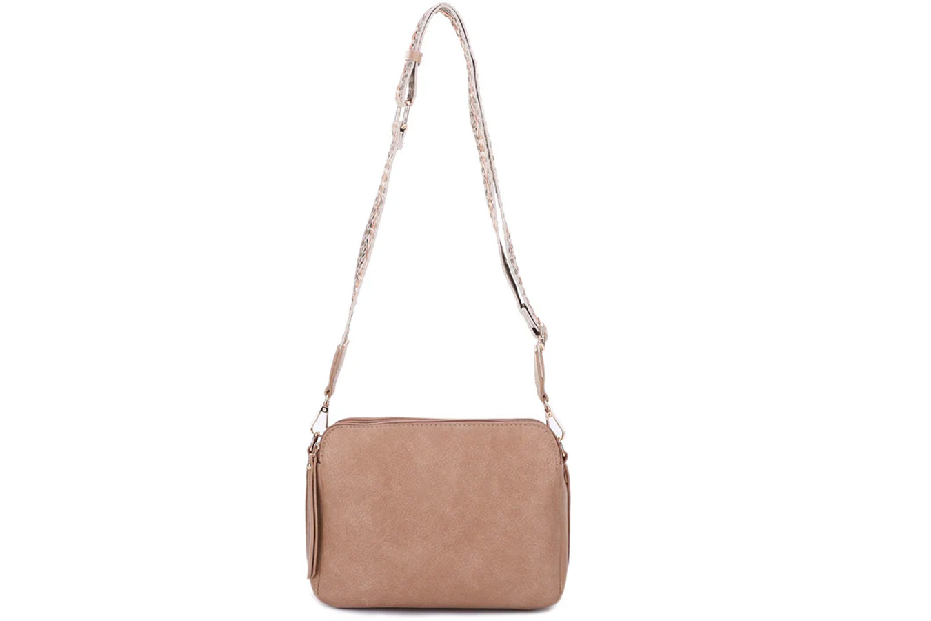 Jessie And James Rebecca Triple Compartment Lock and Key Concealed Carry Crossbody Purse, Tan